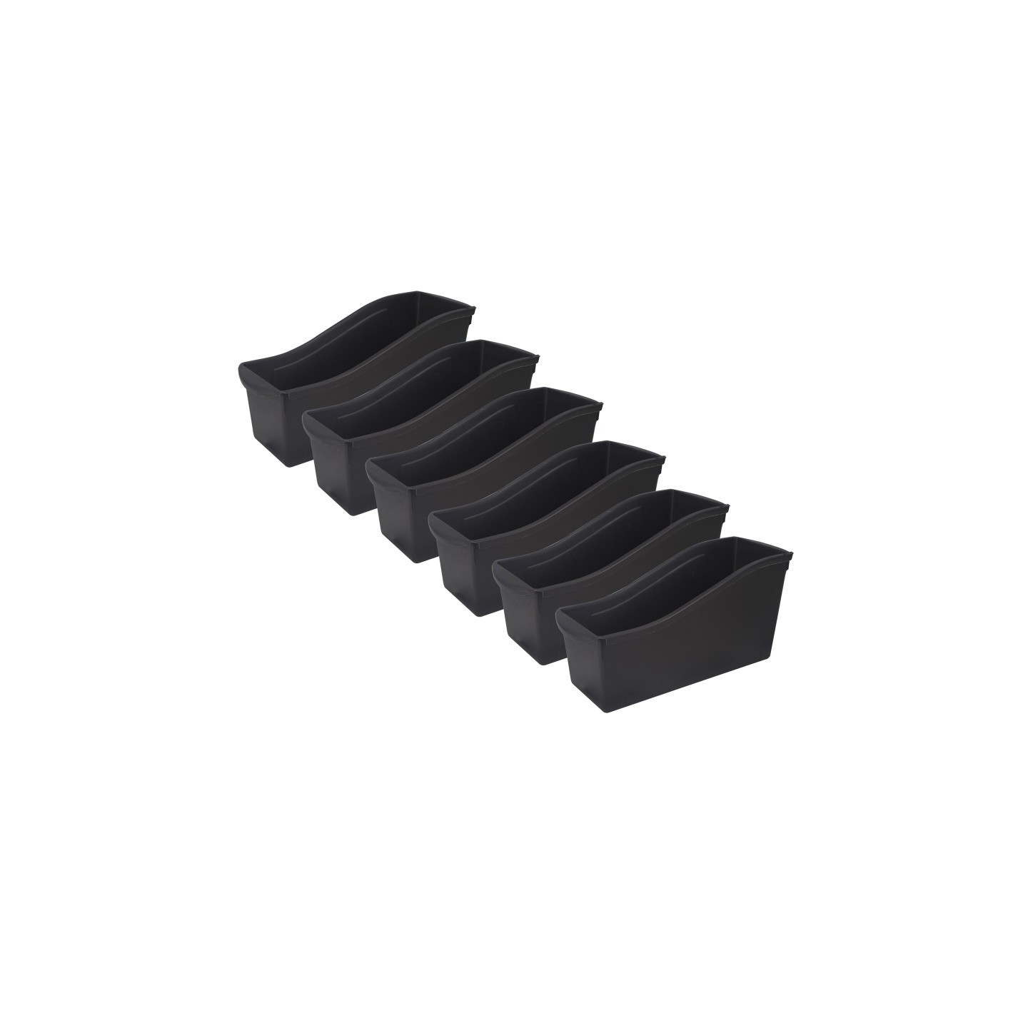 Storex Large Book Bin, Black, Pack of 6