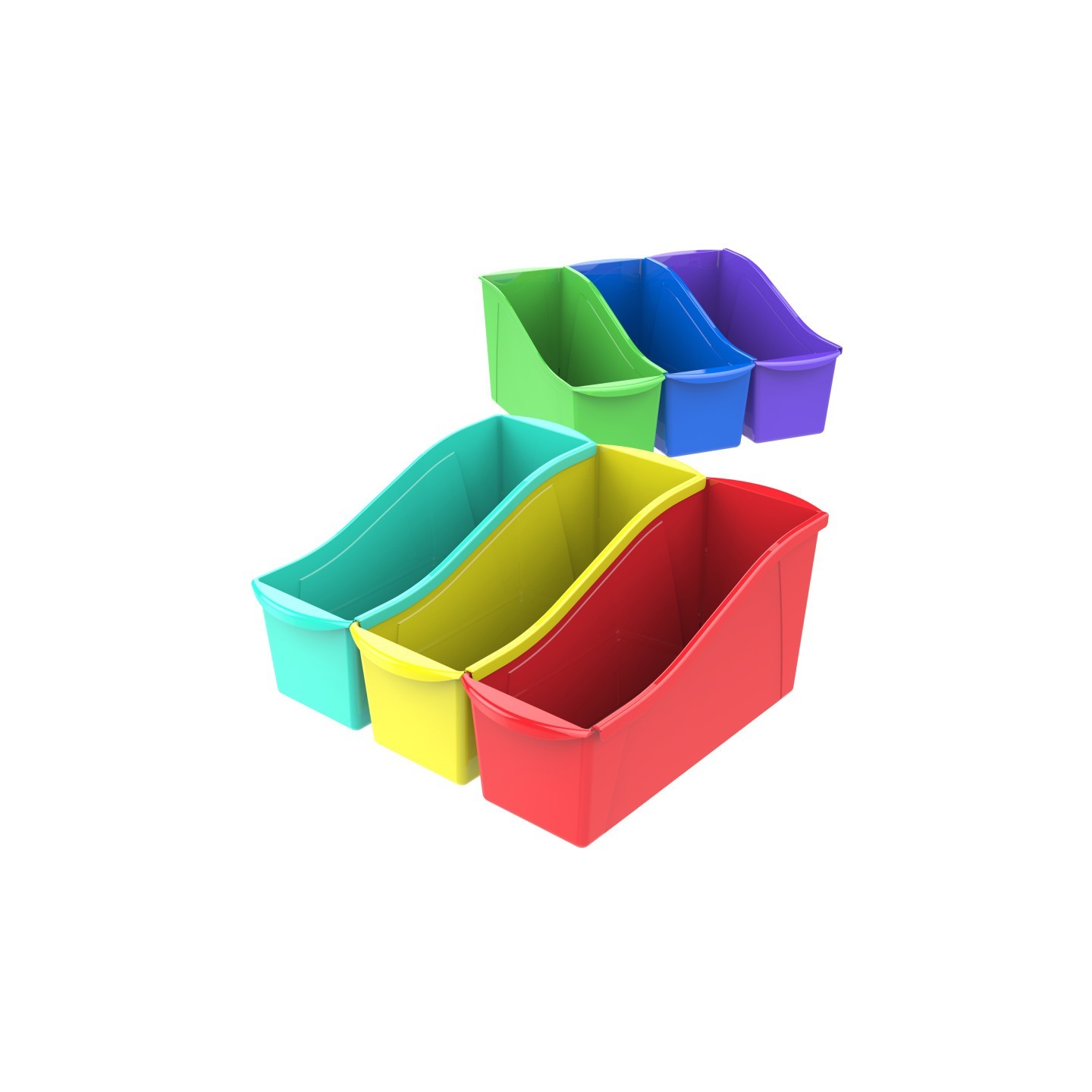 Storex Large Book Bin, Assorted Colors, Set of 6