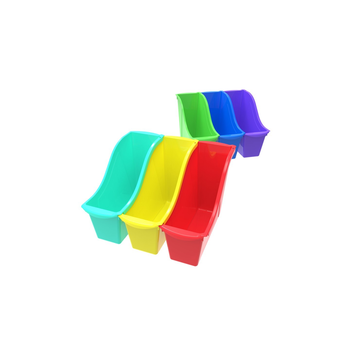 Storex Small Book Bin, Assorted Colors, Set of 6
