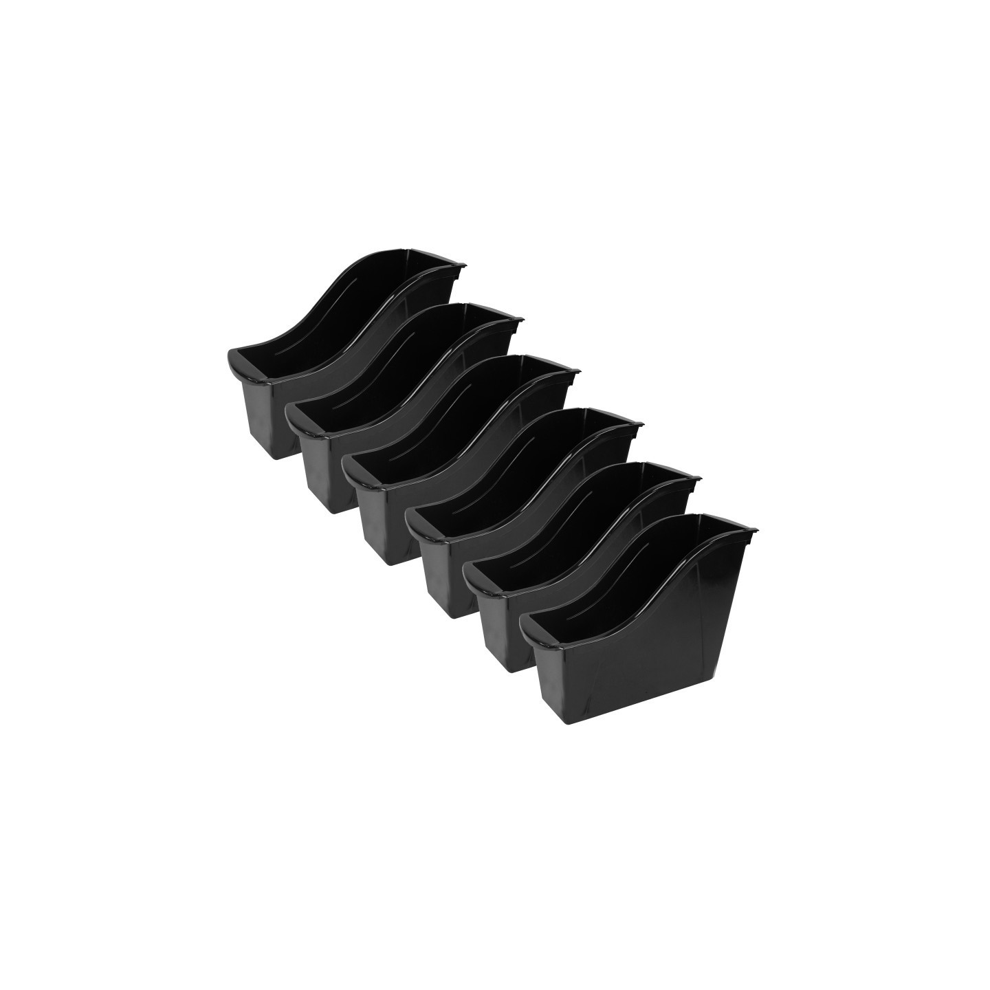 Storex Small Book Bin, Black, Pack of 6