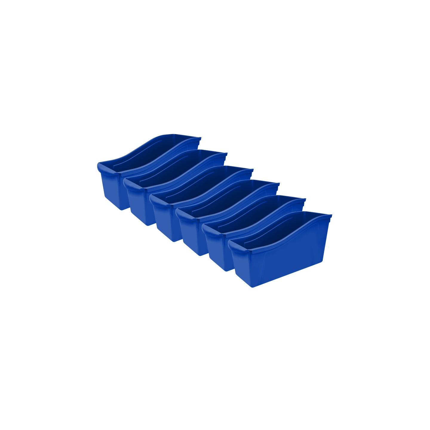 Storex Large Book Bin, Blue, Pack of 6
