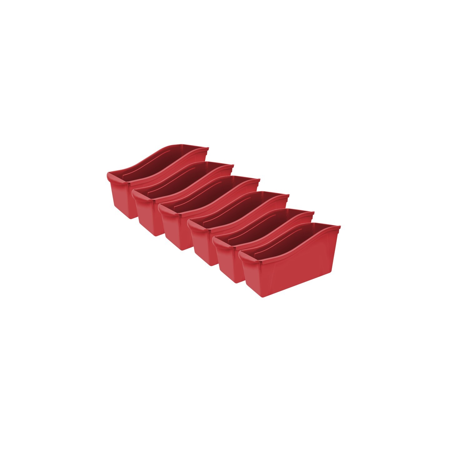 Storex Large Book Bin, Red, Pack of 6
