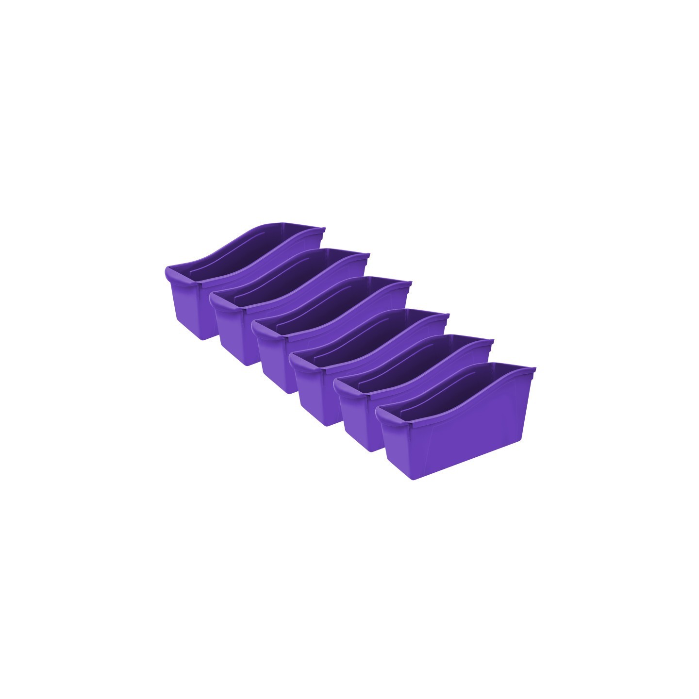 Storex Large Book Bin, Purple, Pack of 6