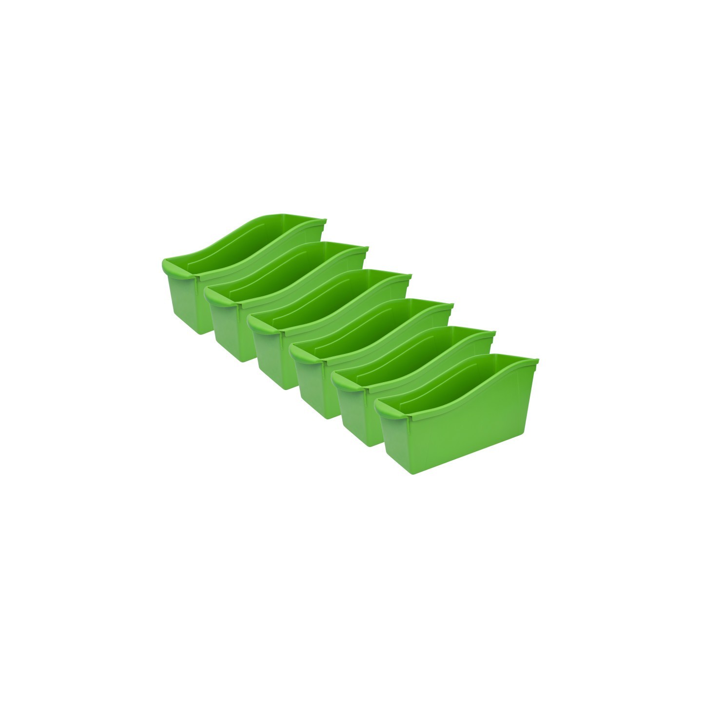 Storex Large Book Bin, Green, Pack of 6