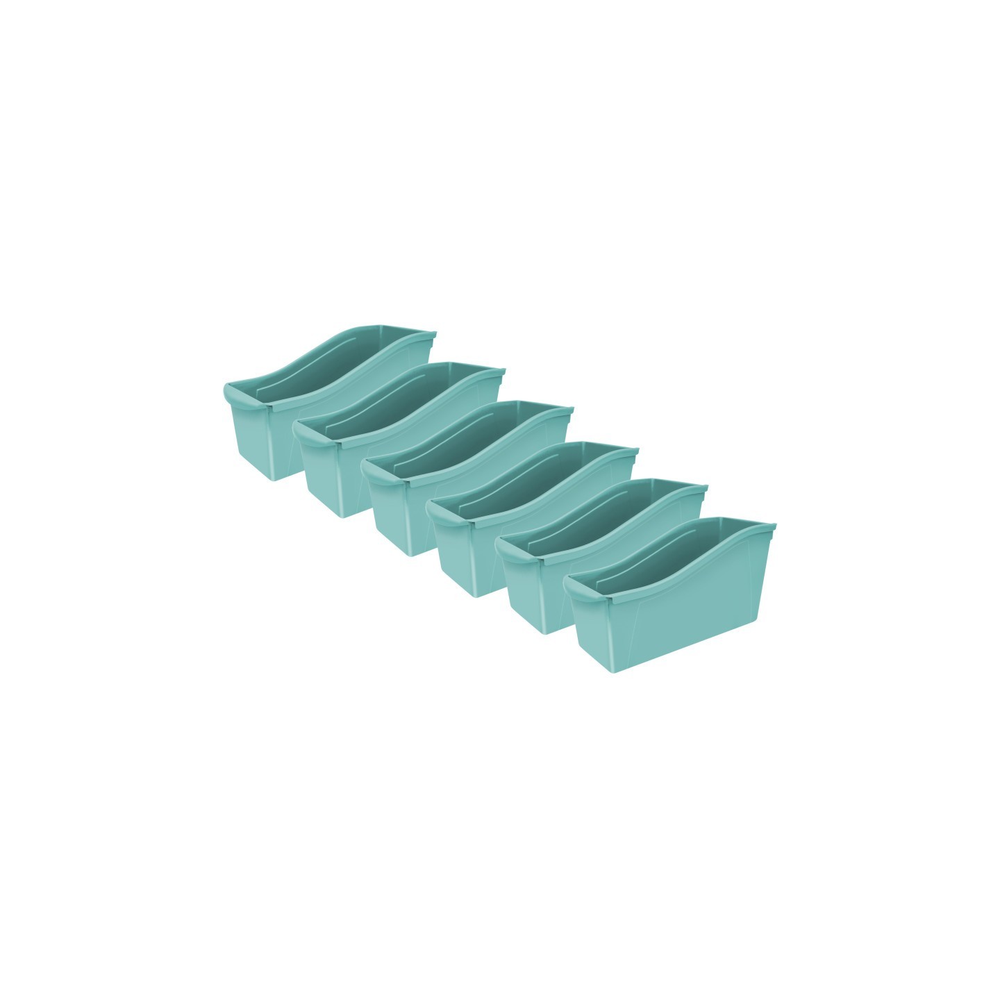 Storex Large Book Bin, Teal, Pack of 6