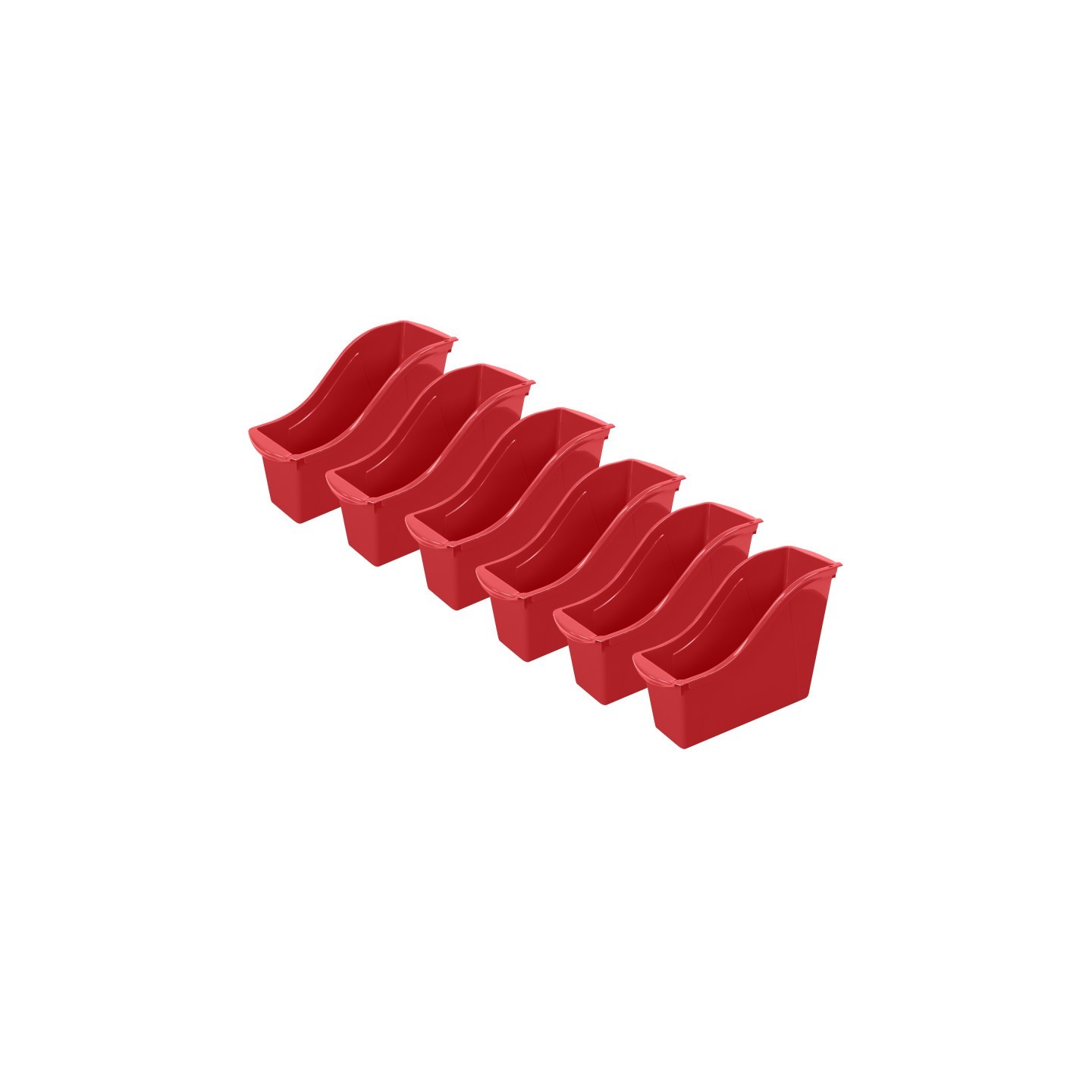 Storex Small Book Bin, Red, Pack of 6