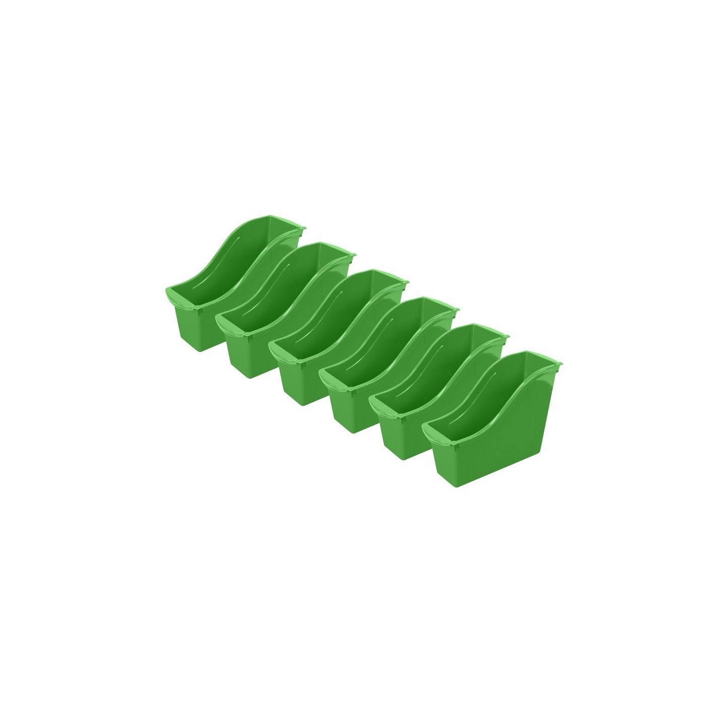 Storex Small Book Bin, Green, Pack of 6