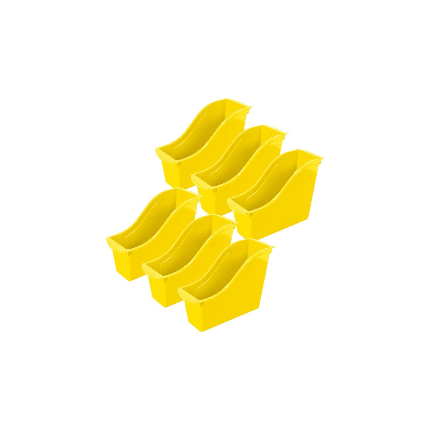 Storex Small Book Bin, Yellow, Pack of 6