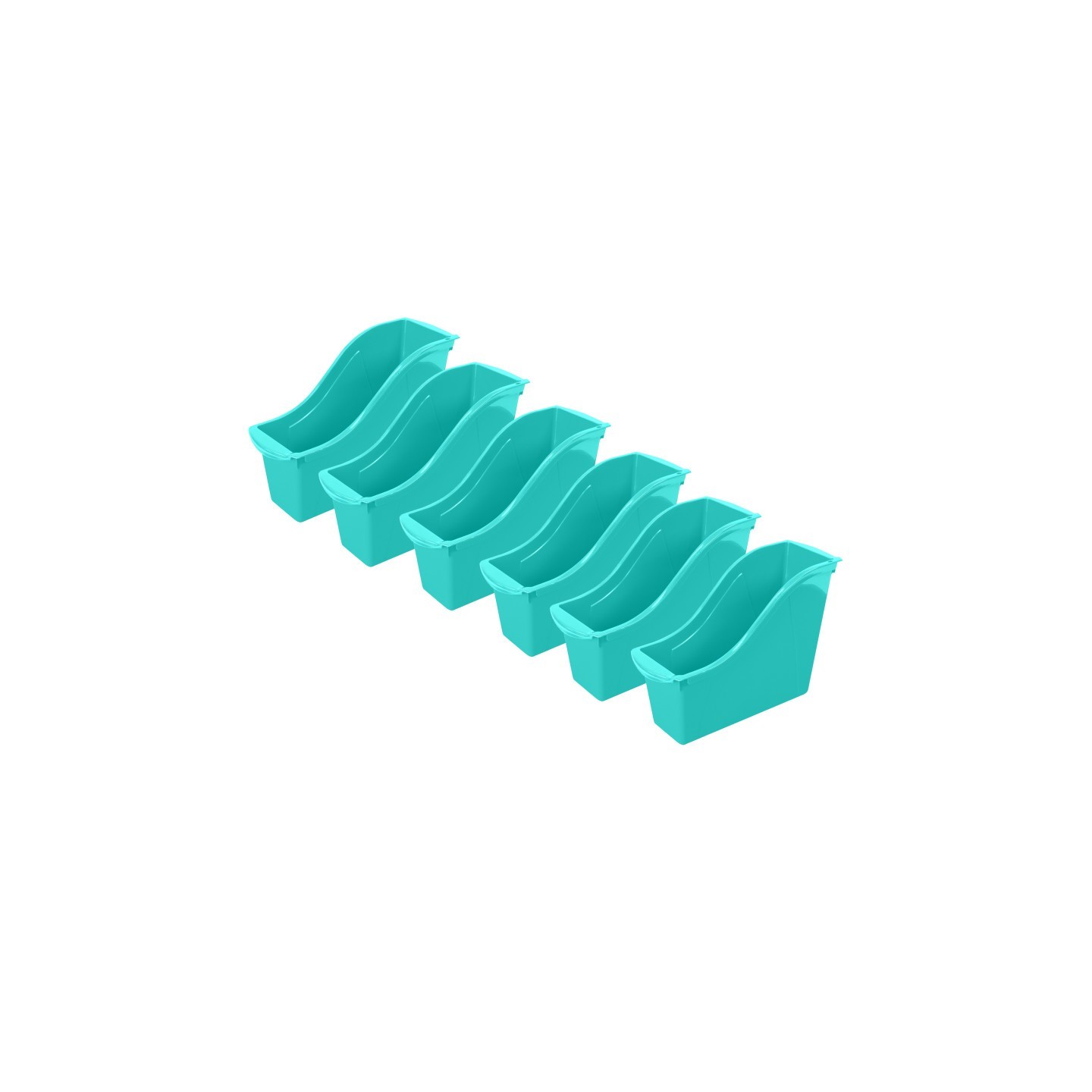 Storex Small Book Bin, Teal, Pack of 6
