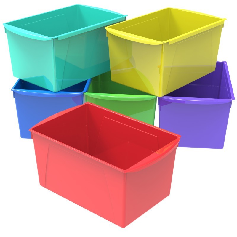 Storex Wide Book Bin, Assorted Color, Set of 6