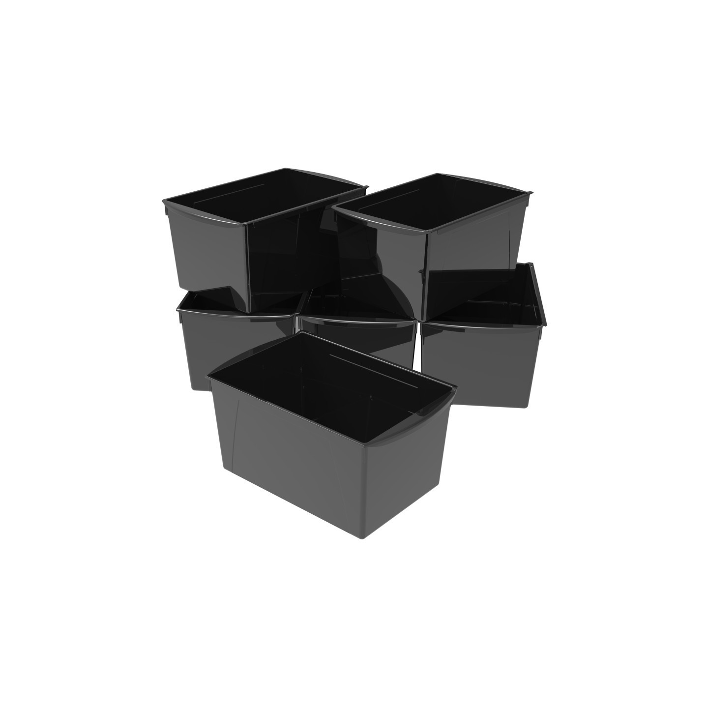 Storex Wide Book Bin, Black, Set of 6