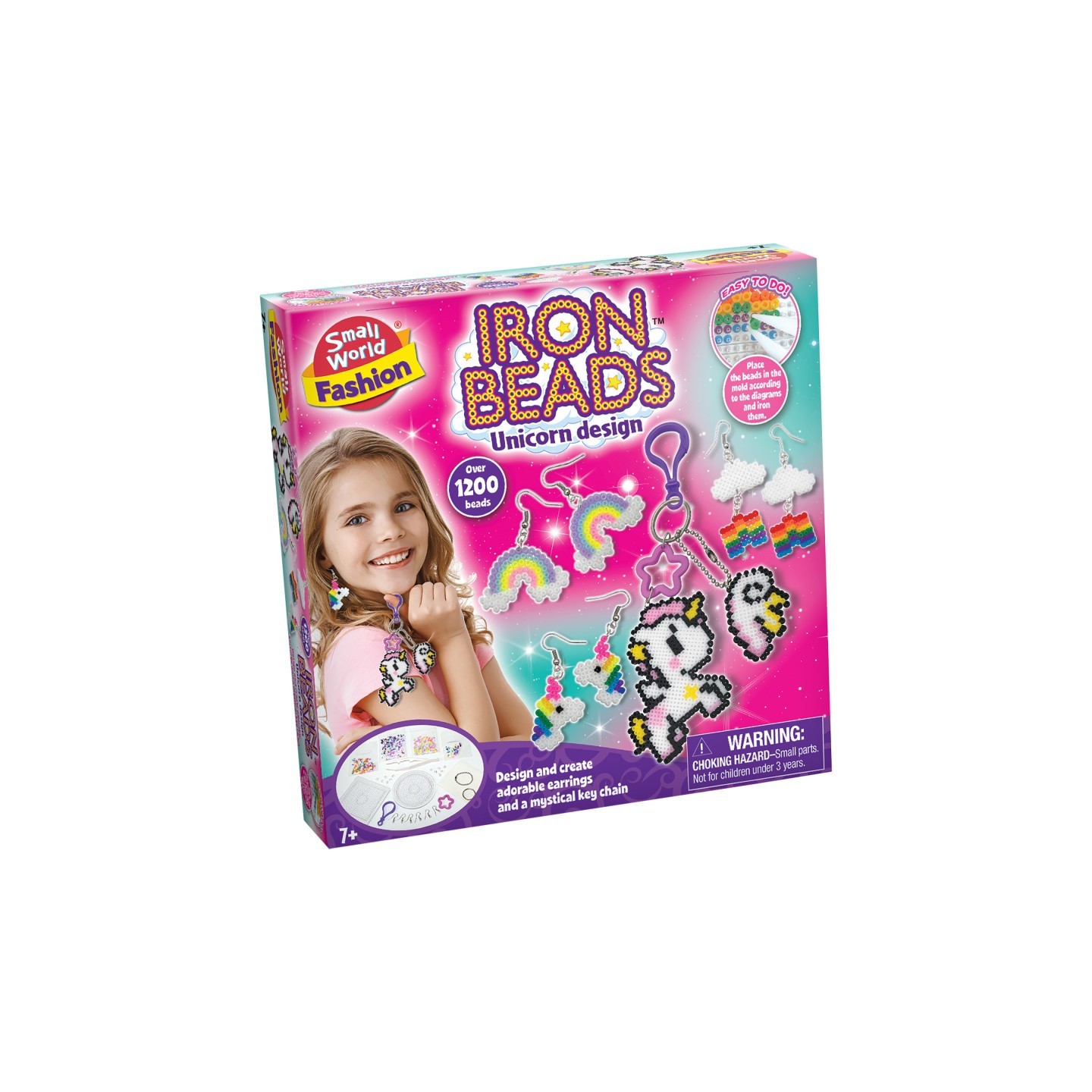 Small World Toys Iron Beads Unicorn Earrings & Key Chain Kit