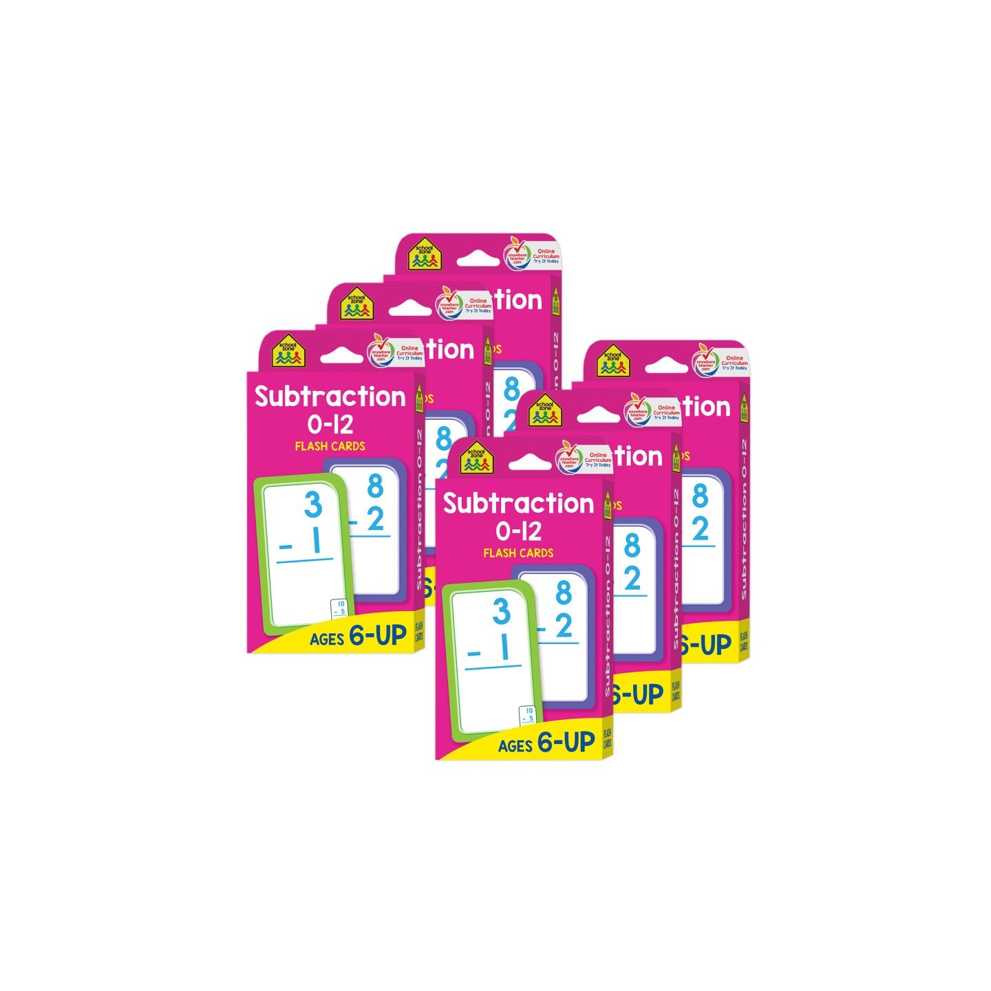 School Zone Publishing Subtraction 0-12 Flash Cards, 6 Packs