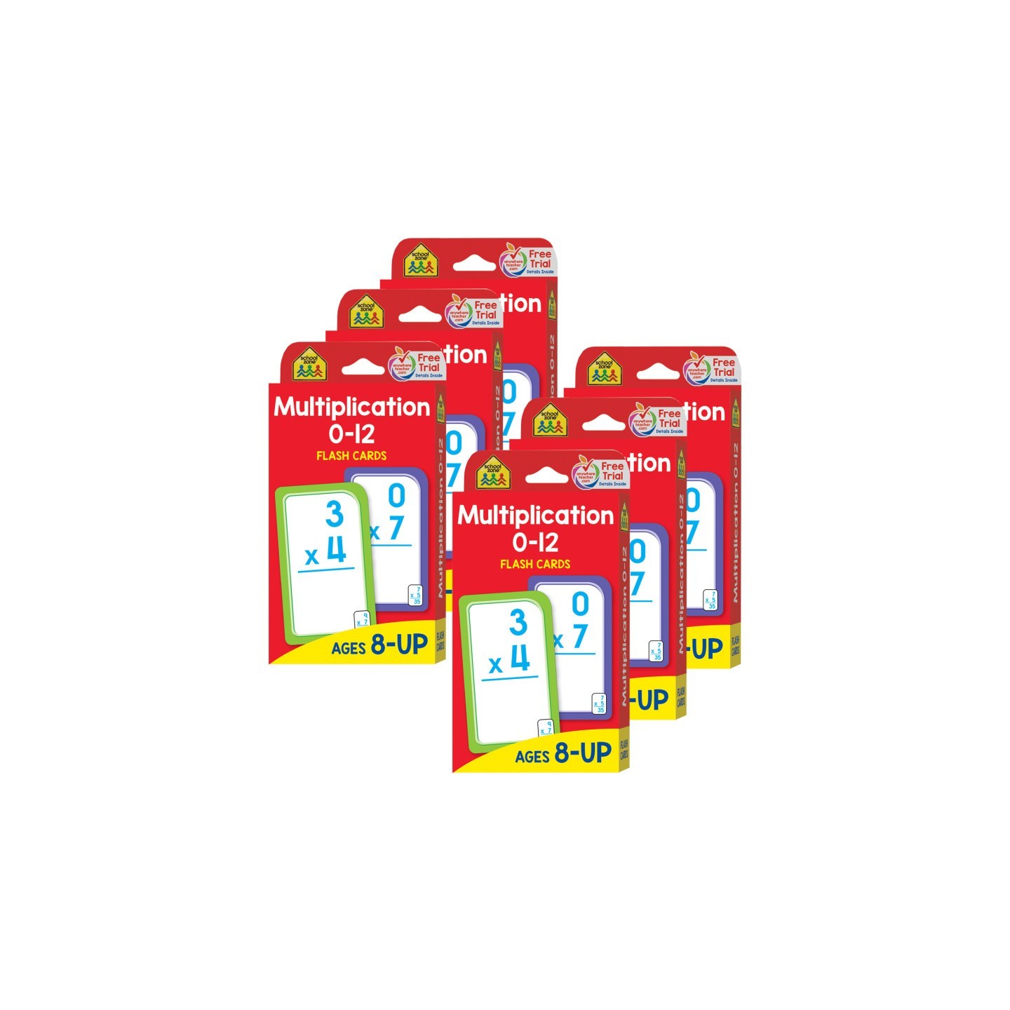 School Zone Publishing Multiplication 0-12 Flash Cards, 6 Packs