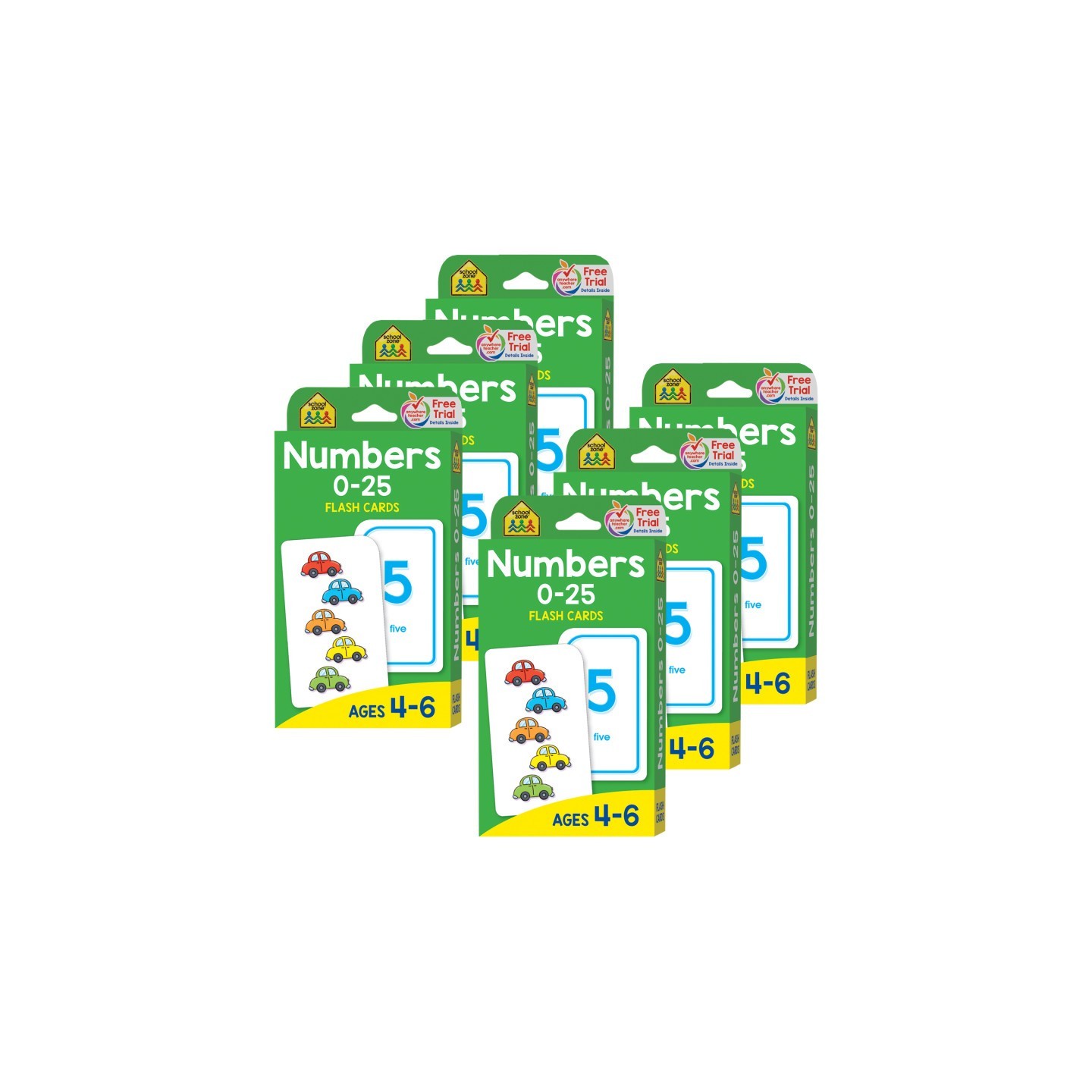 School Zone Publishing Numbers 0-25 Flash Cards, 6 Packs