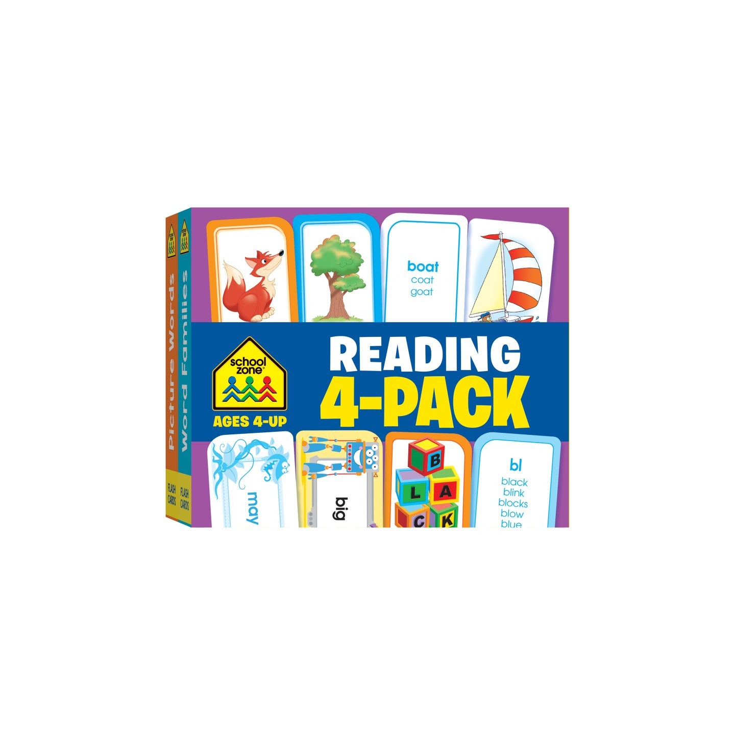 School Zone Publishing Reading Flash Card, 4-Pack