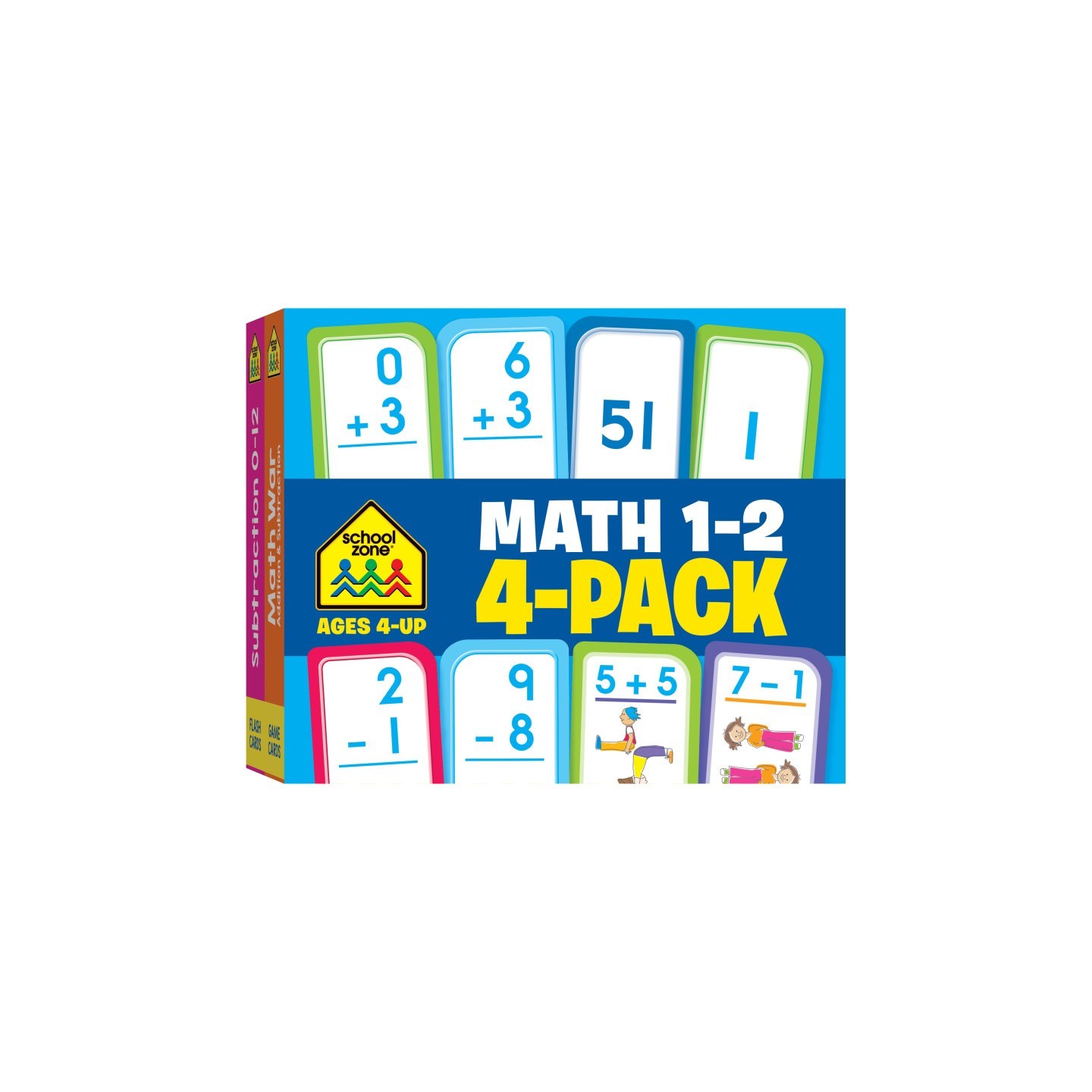 School Zone Publishing Math 1-2 Flash Card, 4-Pack