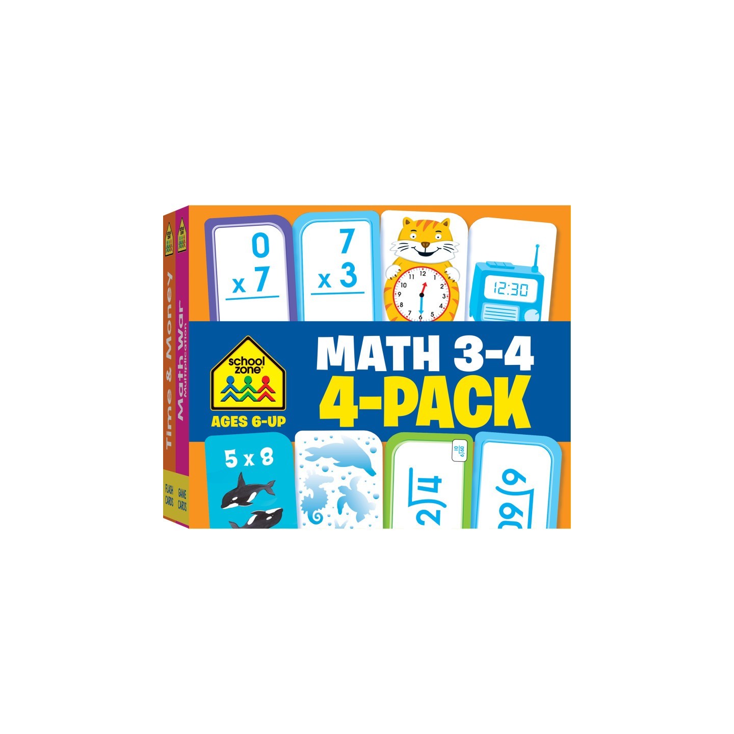 School Zone Publishing Math 3-4 Flash Card, 4-Pack