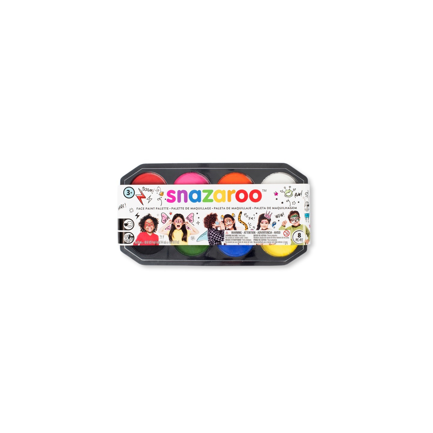 SNAZAROO Face Painting Palette, 18 mL, Set of 8