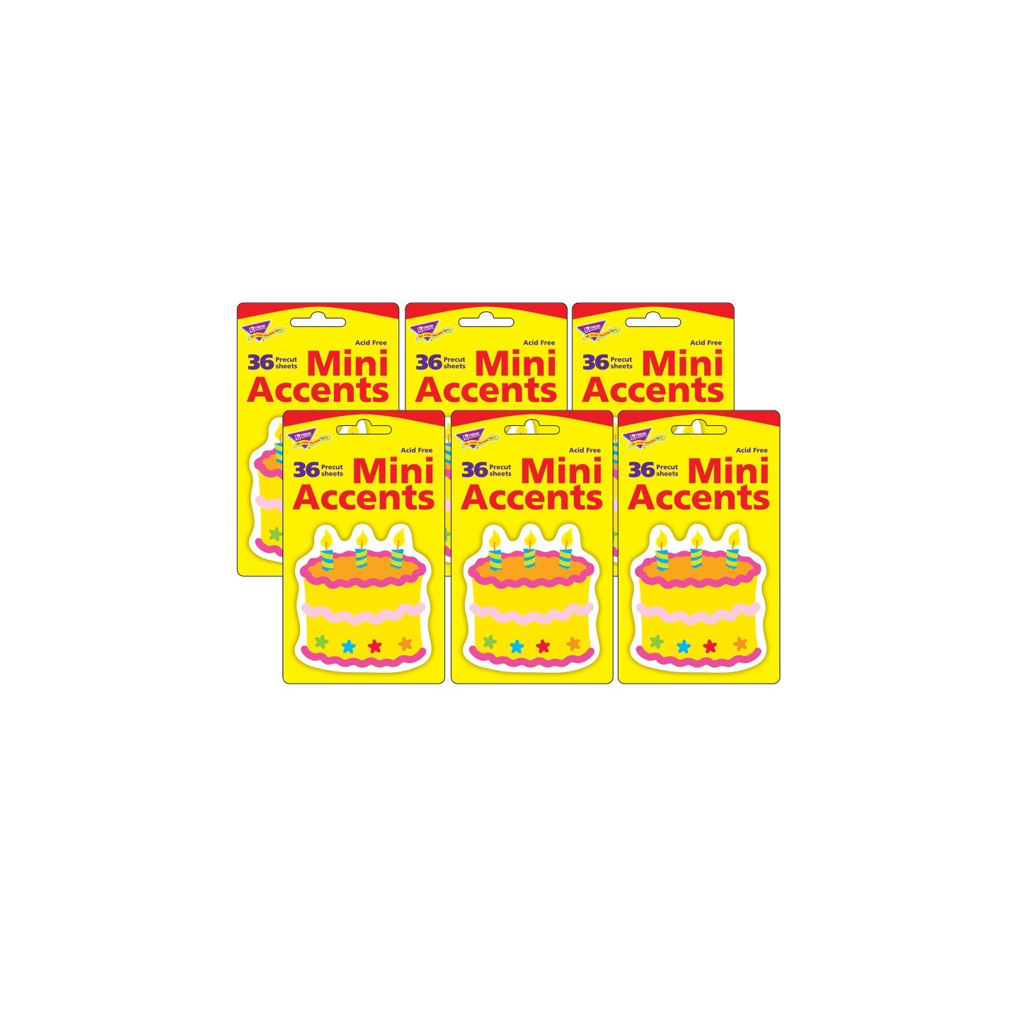 TREND Birthday Cake Mini Accents, 36 Per Pack, 6 Packs