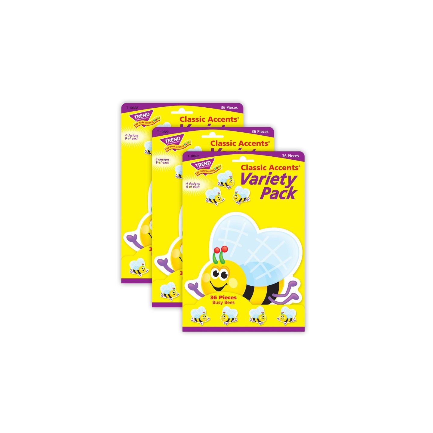 TREND Busy Bees Classic Accents® Variety Pack, 36 Per Pack, 3 Packs
