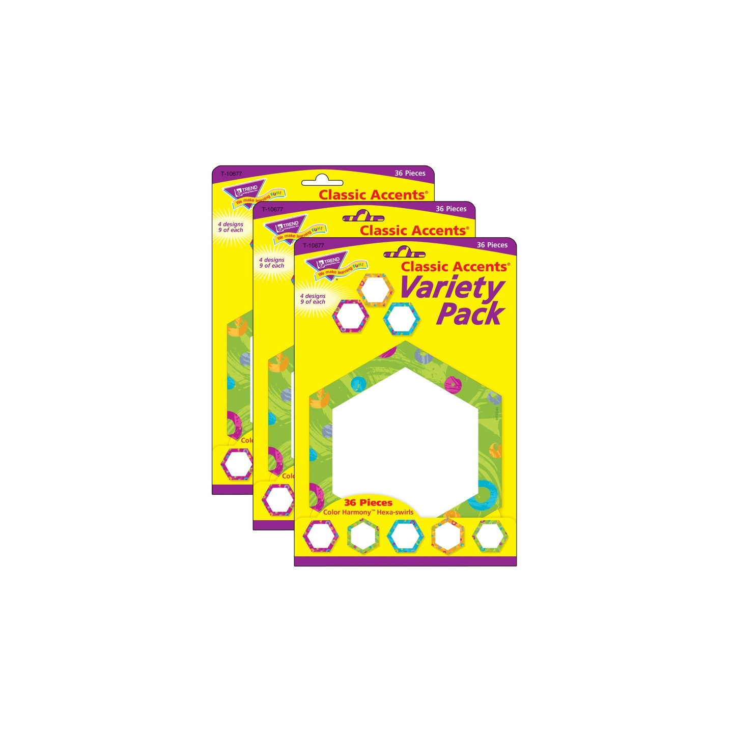 TREND Color Harmony™ Hexa-swirls Classic Accents® Variety Pack, 36 Per Pack, 3 Packs