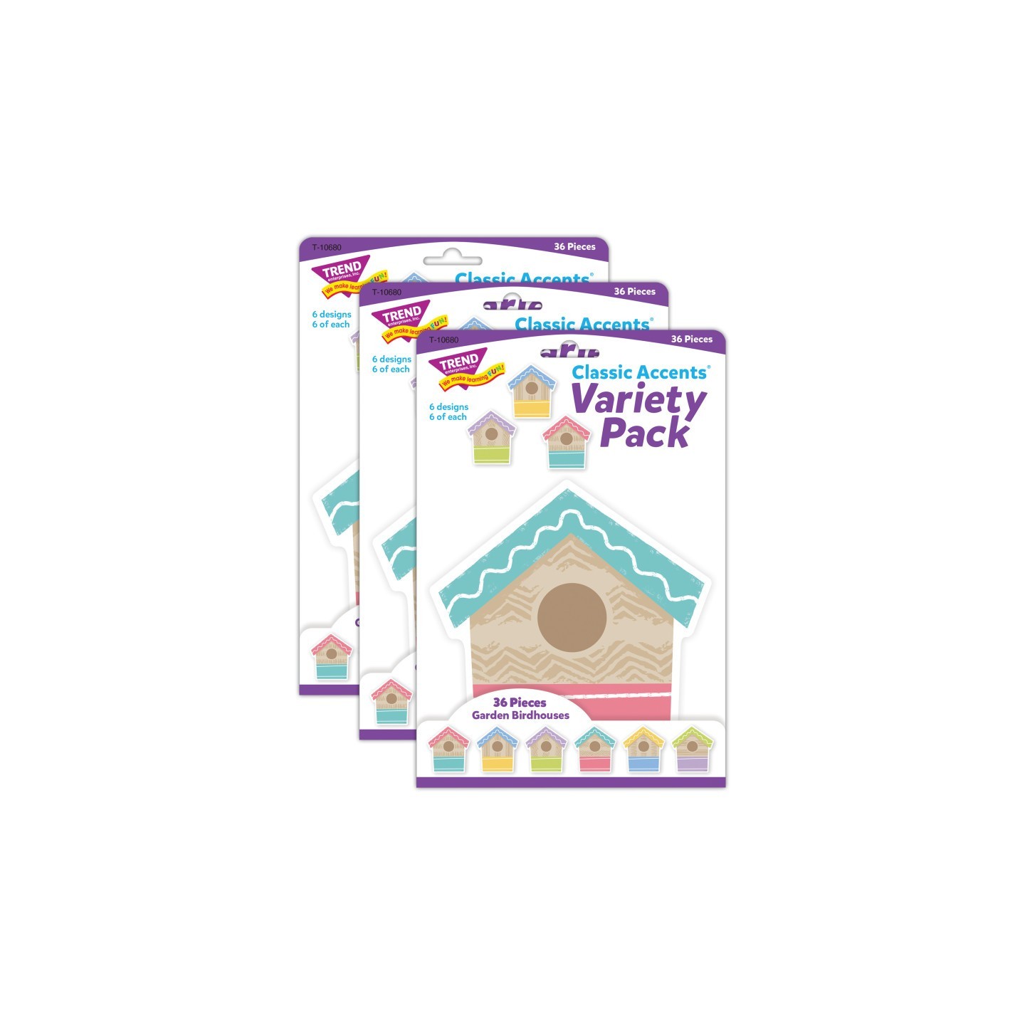 TREND Garden Birdhouses Classic Accents® Variety Pack, 36 Per Pack, 3 Packs