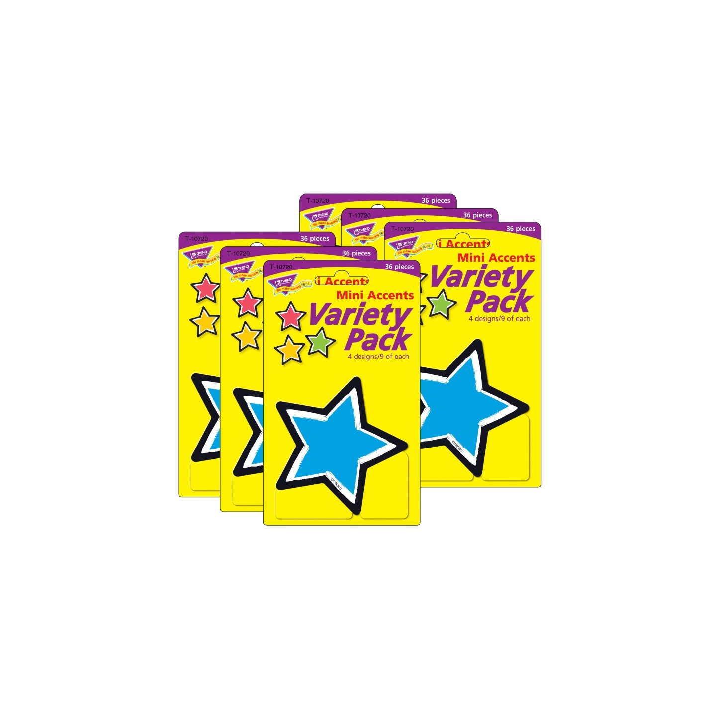 TREND Bold Strokes Stars Mini Accents Variety Pack, 36 Per Pack, 6 Packs