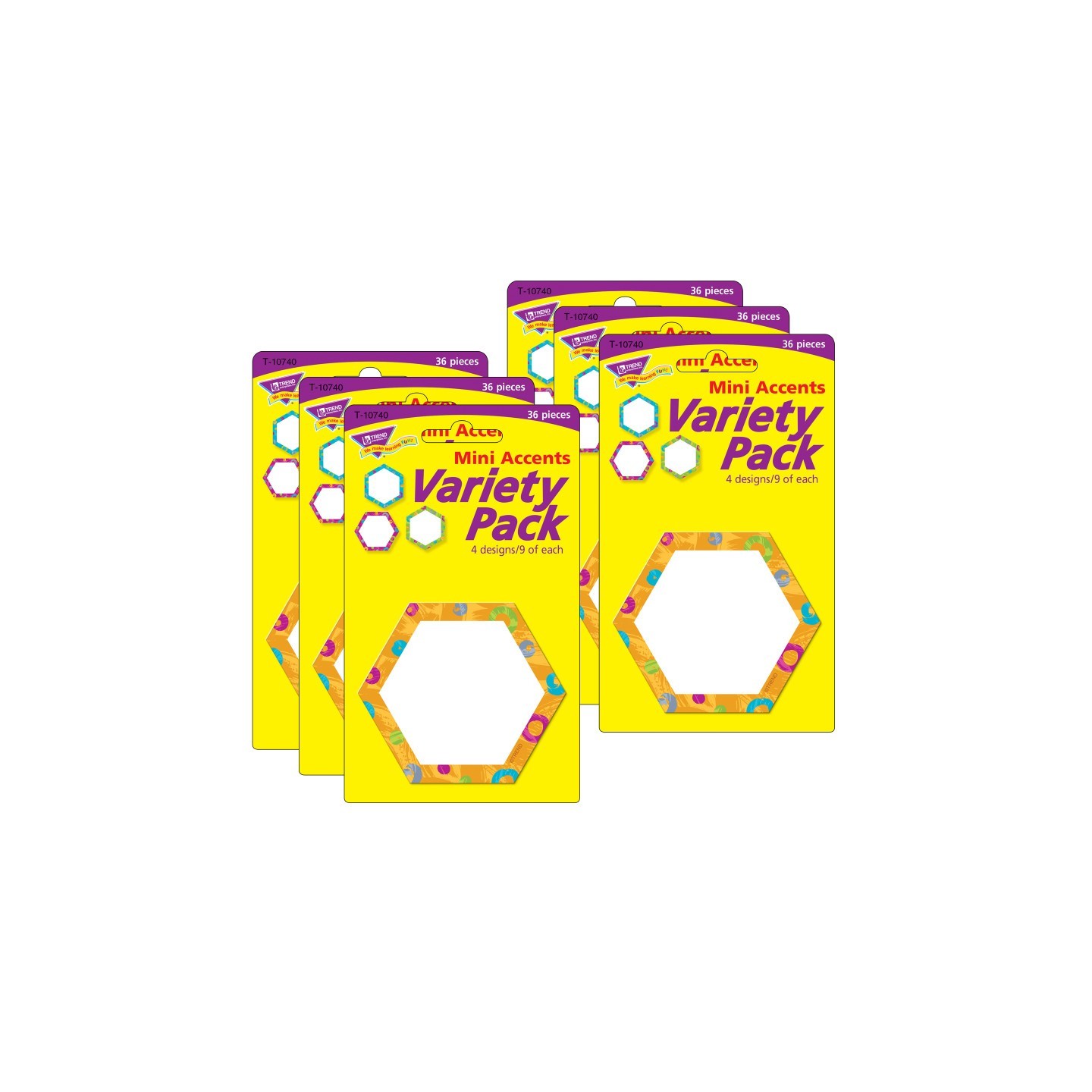 TREND Color Harmony™ Hexa-swirls Mini Accents Variety Pack, 36 Per Pack, 6 Packs