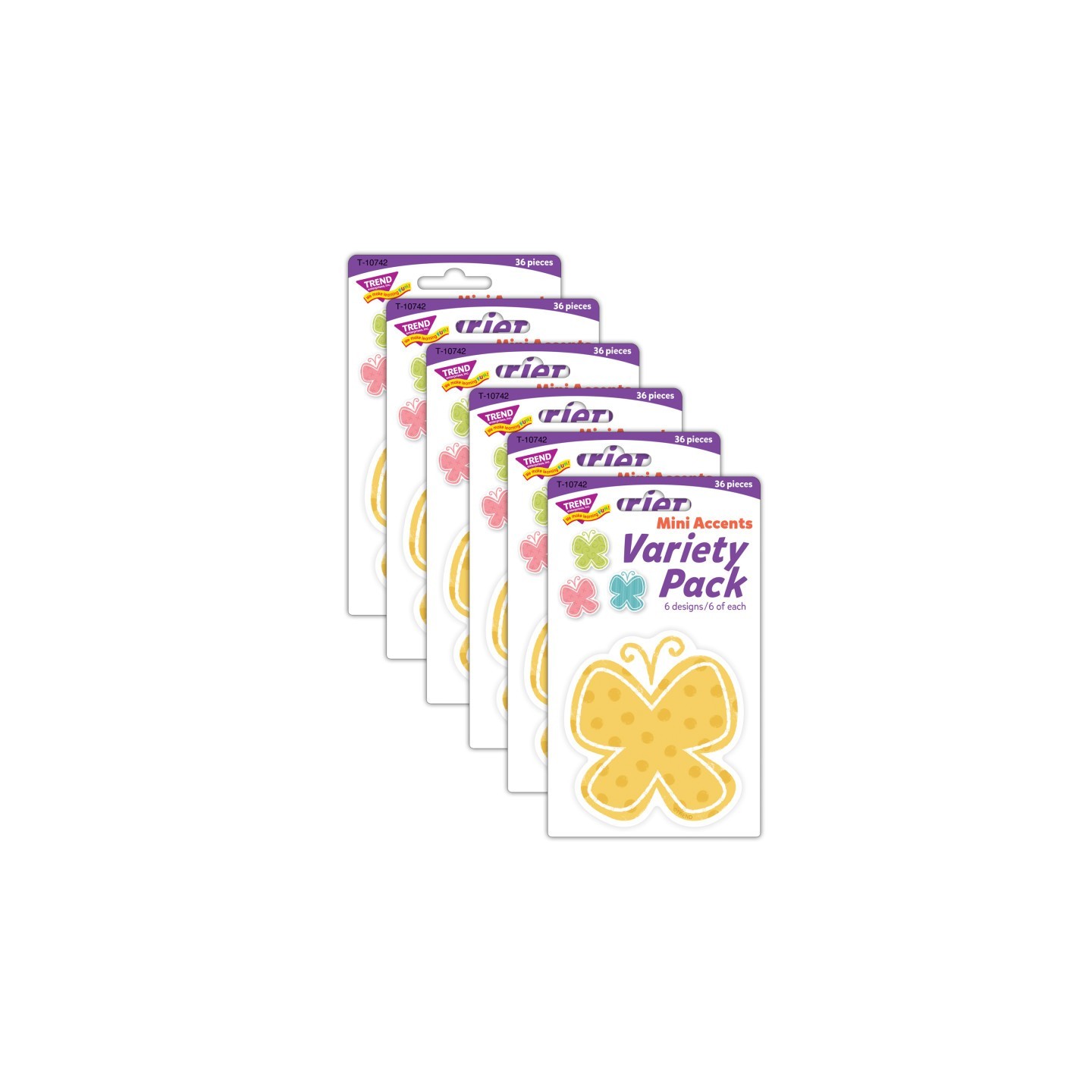 TREND Garden Butterflies Mini Accents Variety Pack, 36 Per Pack, 6 Packs