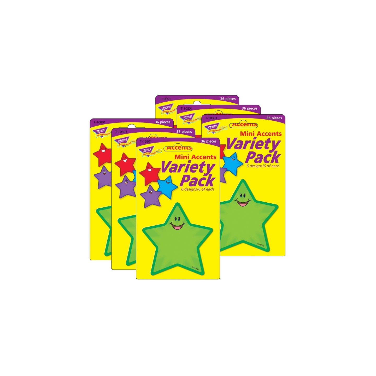 TREND Stars Mini Accents Variety Pack, 36 Per Pack, 6 Packs