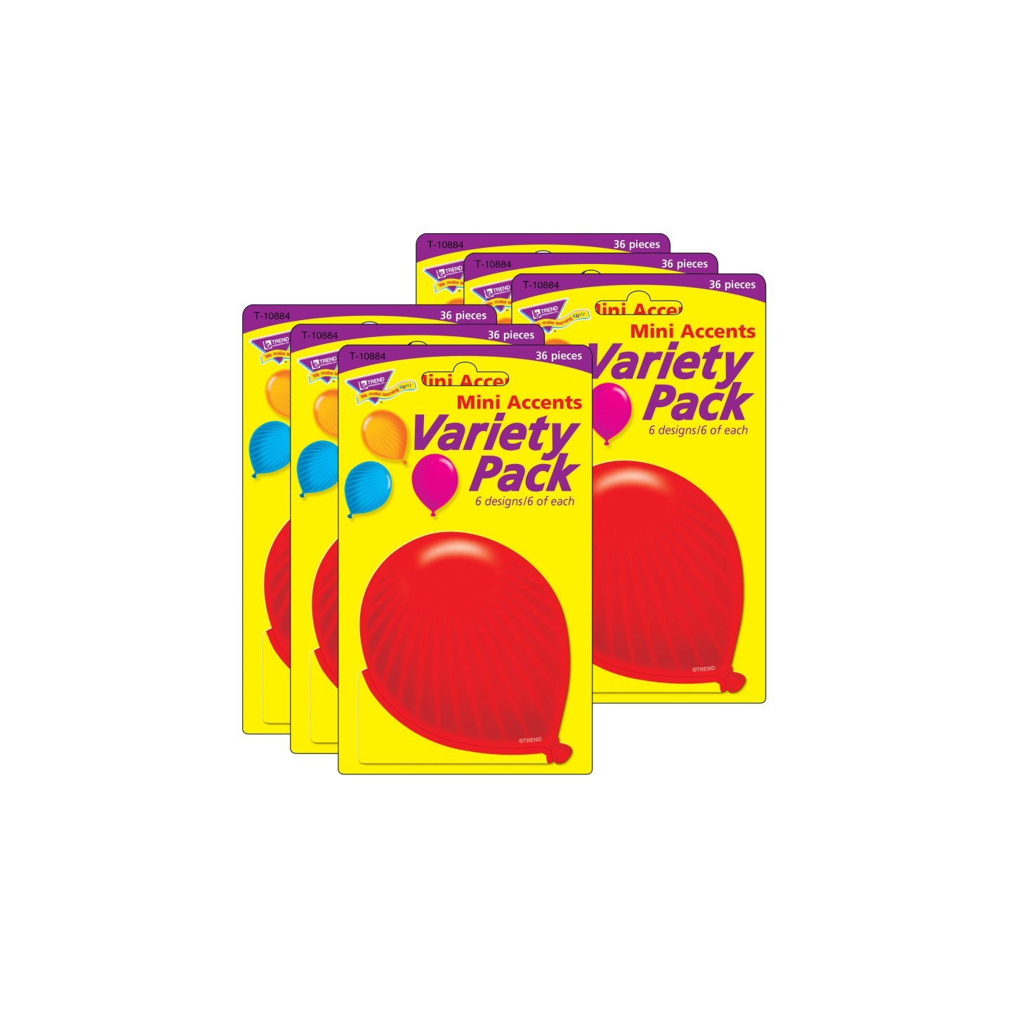 TREND Party Balloons Mini Accents Variety Pack, 36 Per Pack, 6 Packs