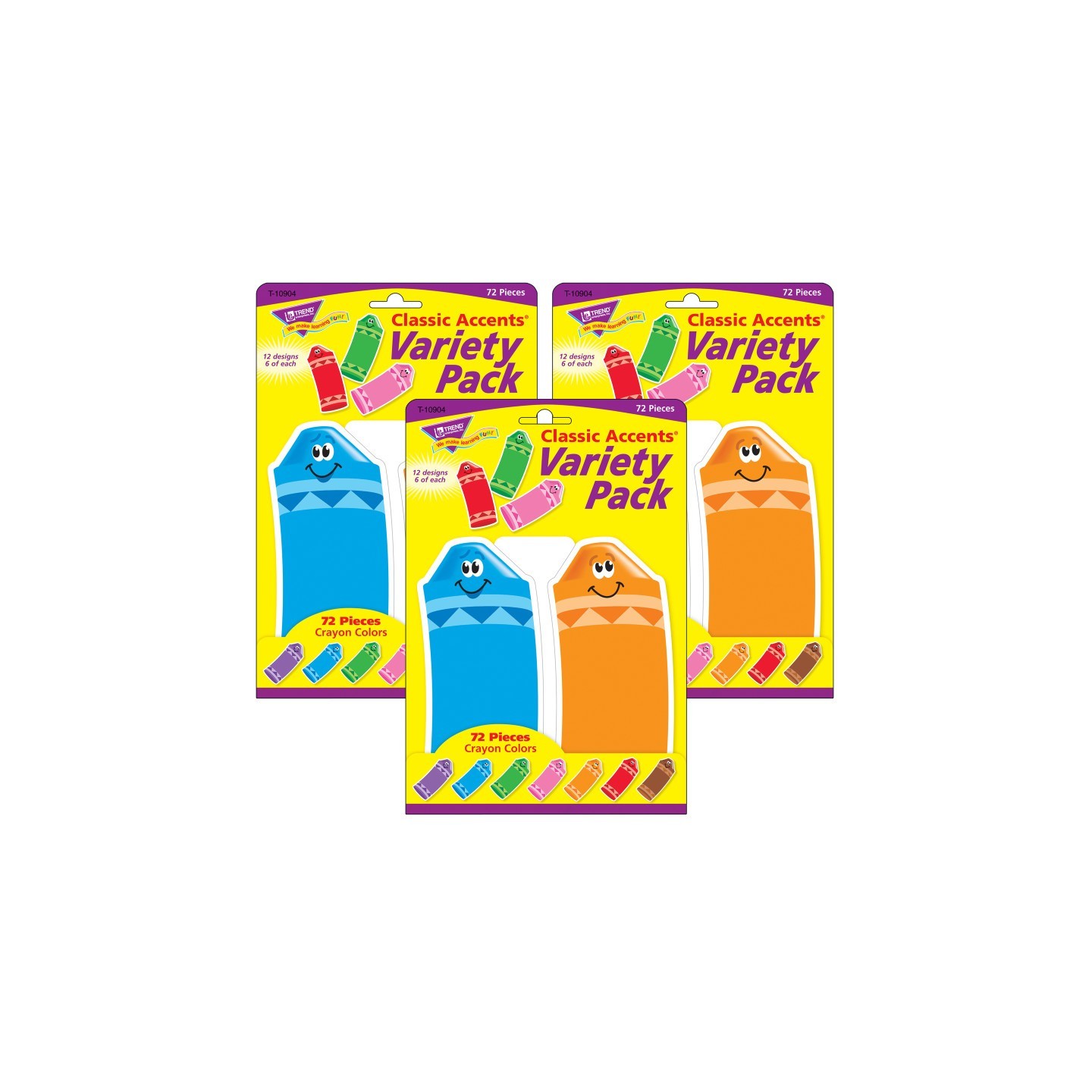 TREND Crayon Colors Classic Accents® Variety Pack, 72 Per Pack, 3 Packs