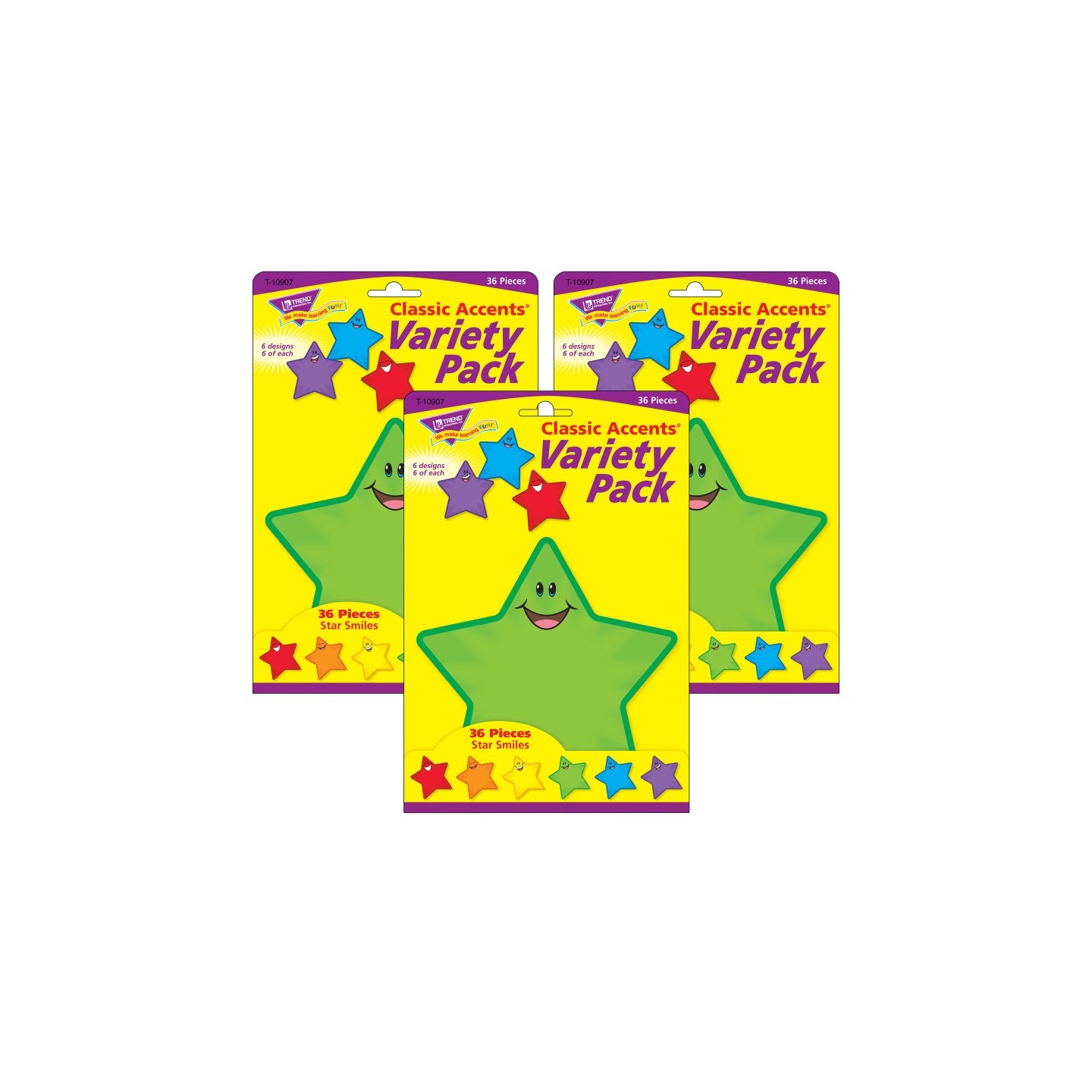 TREND Star Smiles Classic Accents® Variety Pack, 36 Per Pack, 3 Packs