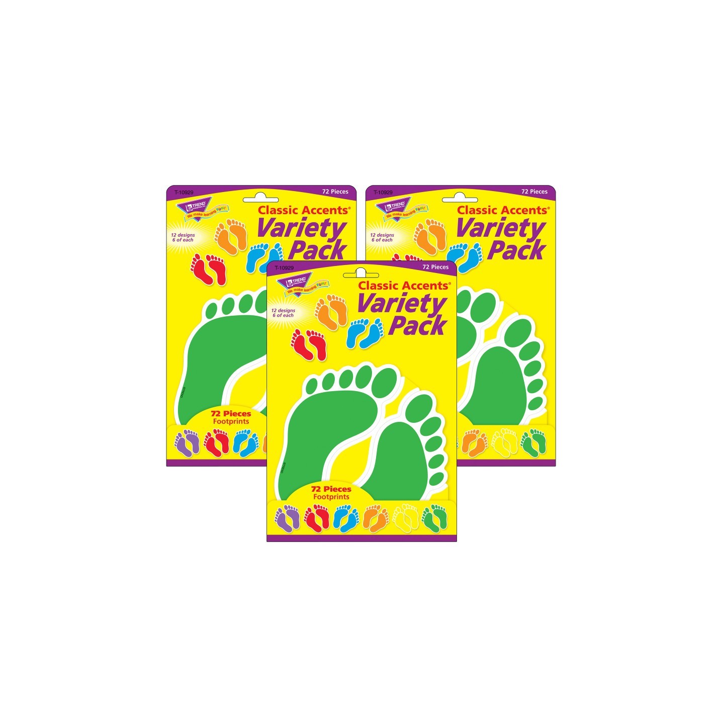 TREND Footprints Classic Accents® Variety Pack, 36 Per Pack, 3 Packs