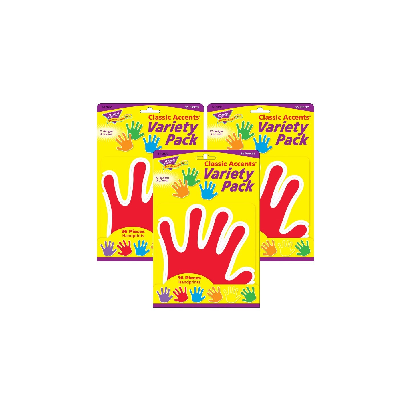 TREND Handprints Classic Accents® Variety Pack, 36 Per Pack, 3 Packs