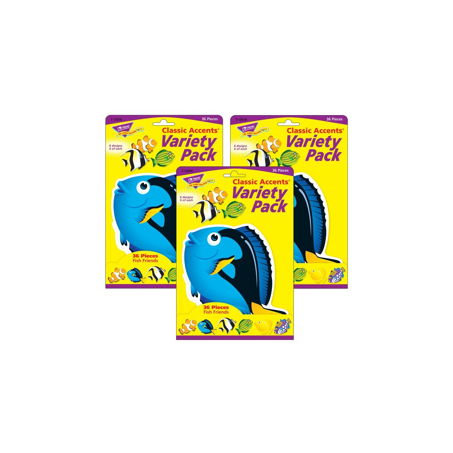 TREND Fish Friends Classic Accents® Variety Pack, 36 Per Pack, 3 Packs