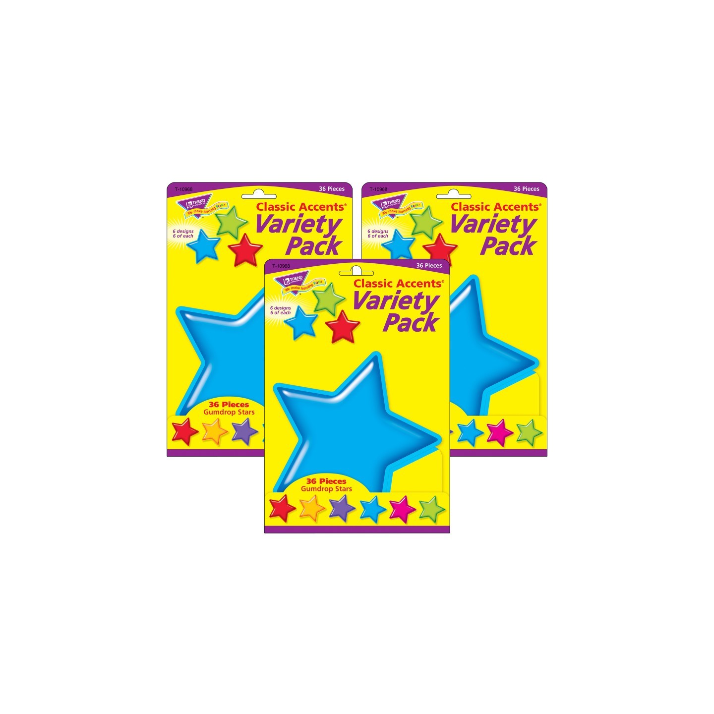 TREND Gumdrop Stars Classic Accents® Variety Pack, 36 Per Pack, 3 Packs