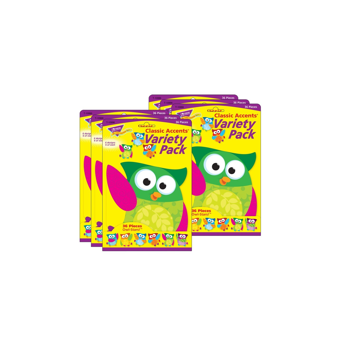 TREND Owl-Stars!® Classic Accents® Variety Pack, 36 Per Pack, 3 Packs