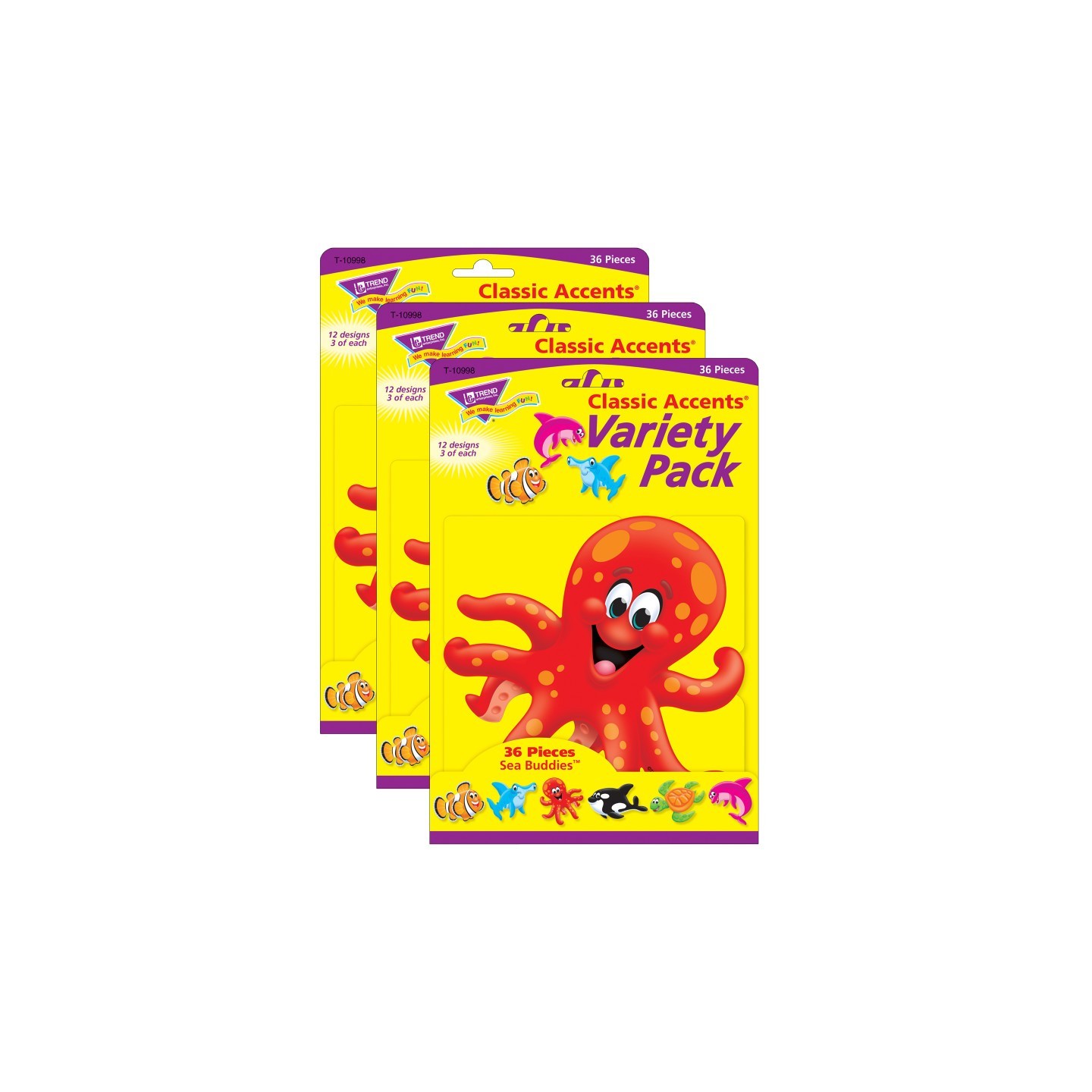 TREND Sea Buddies™ Classic Accents® Variety Pack, 36 Per Pack, 3 Packs