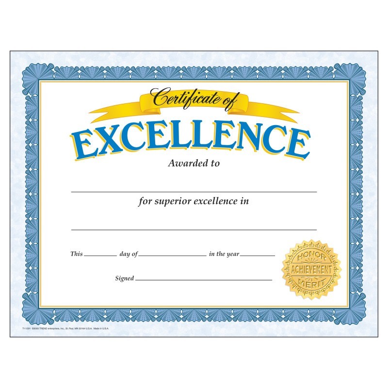 TREND Certificate of Excellence Classic Certificates, 30 ct