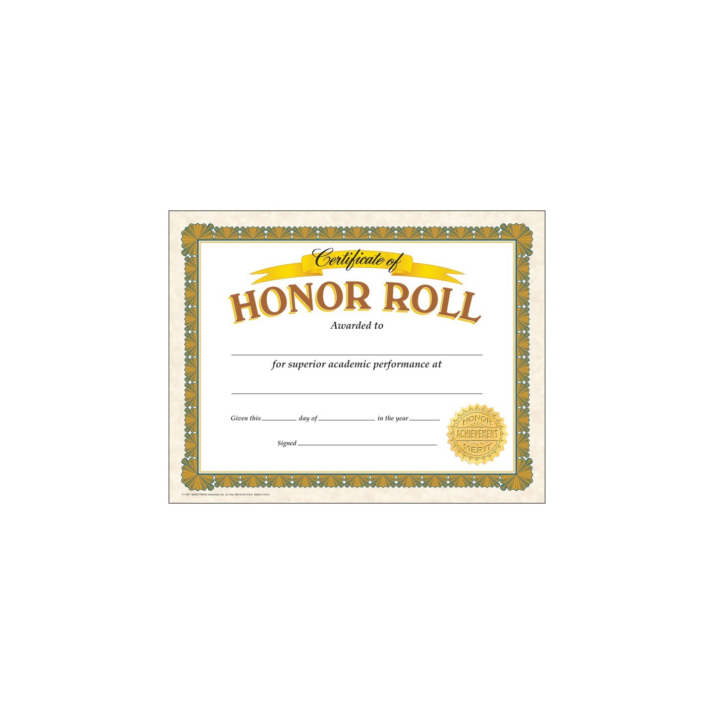 TREND Honor Roll Classic Certificates, 30 ct