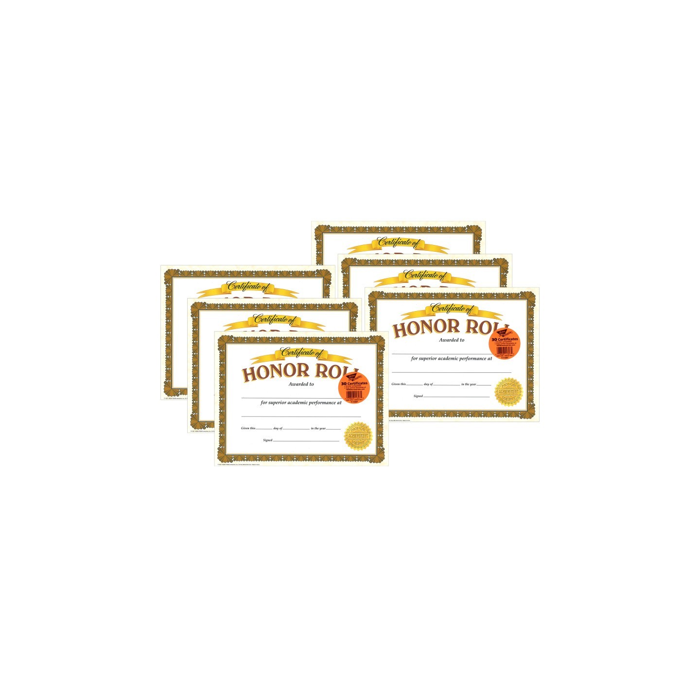 TREND Honor Roll Classic Certificates, 30 Per Pack, 6 Packs