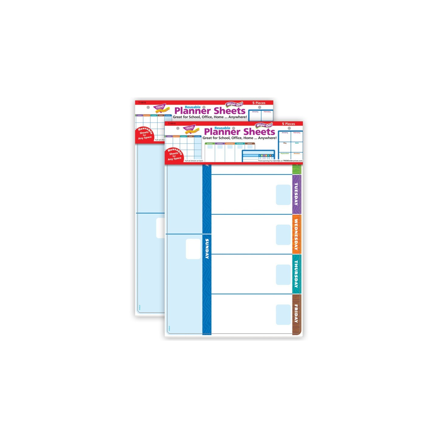 TREND Wipe-Off Planner Sheets, 5 Per Set, 2 Sets