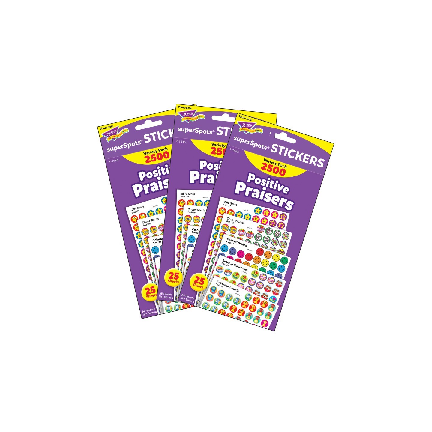 TREND Positive Praisers superSpots® Stickers Variety Pack, 2500 Per Pack, 3 Packs