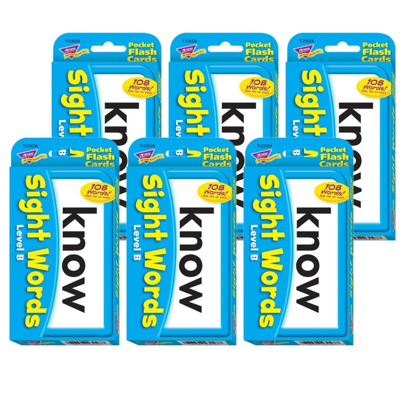 TREND Sight Words – Level B Pocket Flash Cards, 6 Packs