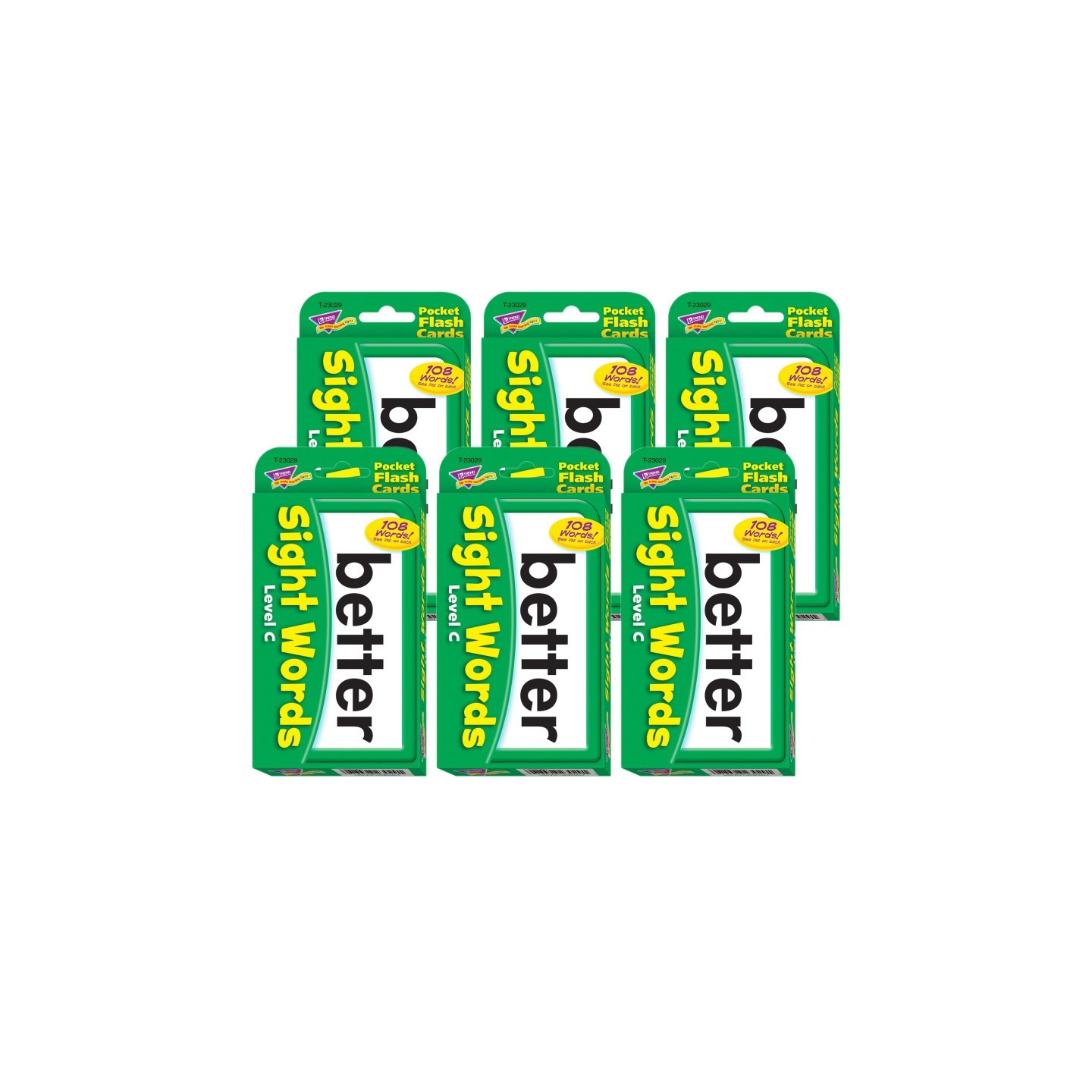 TREND Sight Words – Level C Pocket Flash Cards, 6 Packs