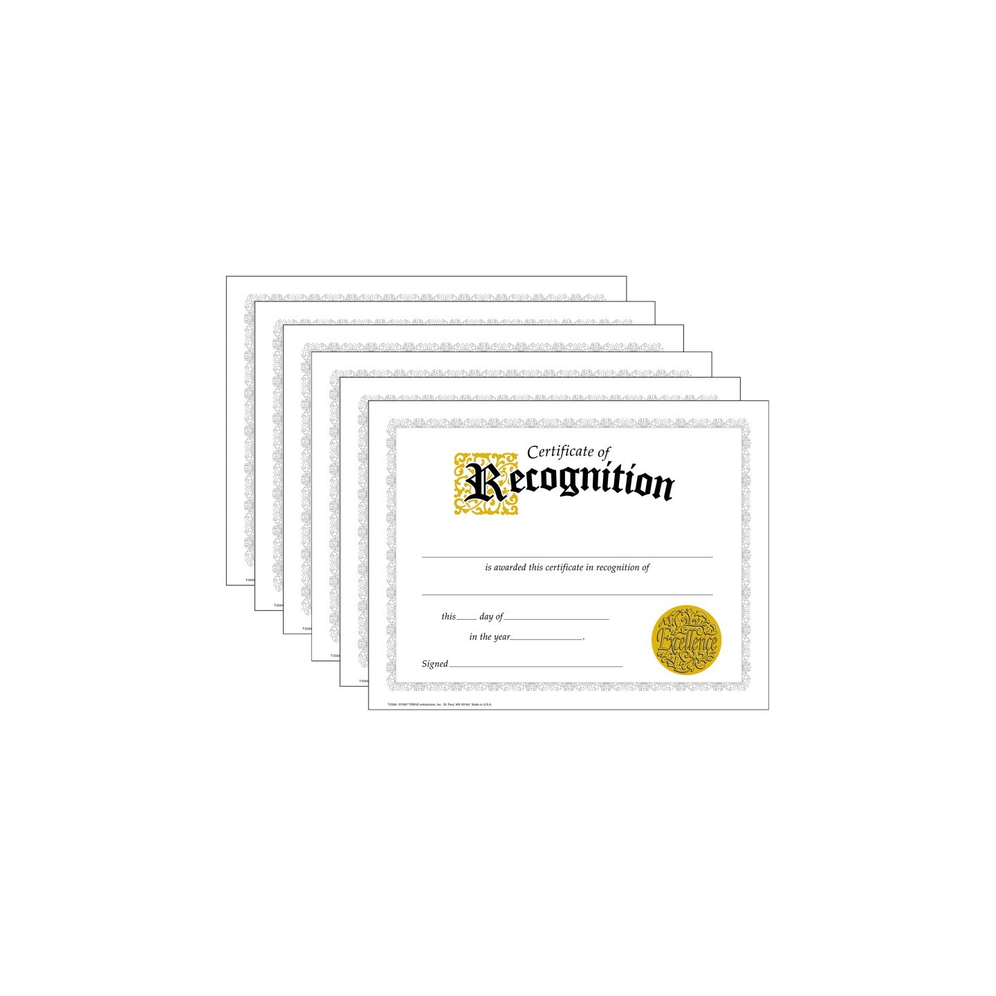 TREND Certificate of Recognition Classic Certificates, 30 Per Pack, 6 Packs