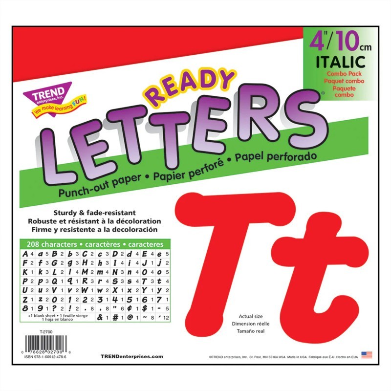 TREND Red 4" Italic Combo Ready Letters®