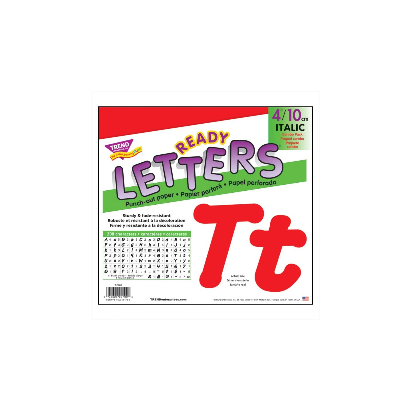 TREND Red 4" Italic Combo Ready Letters®